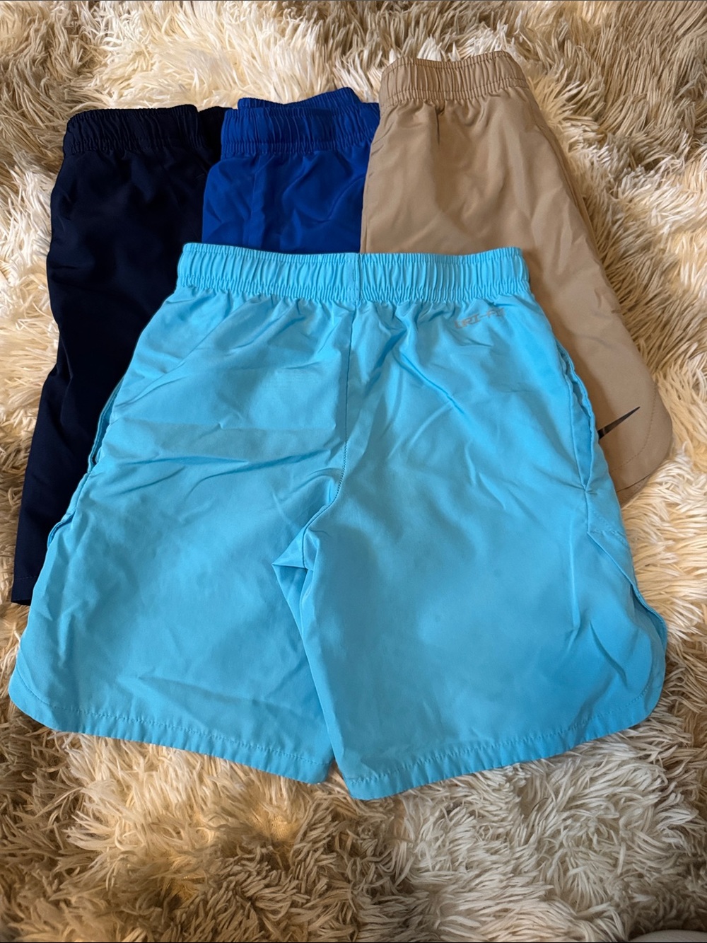 Nike Kids Dri-Fit 7 Small Athletic Shorts Pack — Navy, Royal Blue, Khaki, Aqua - Picture 3 of 11